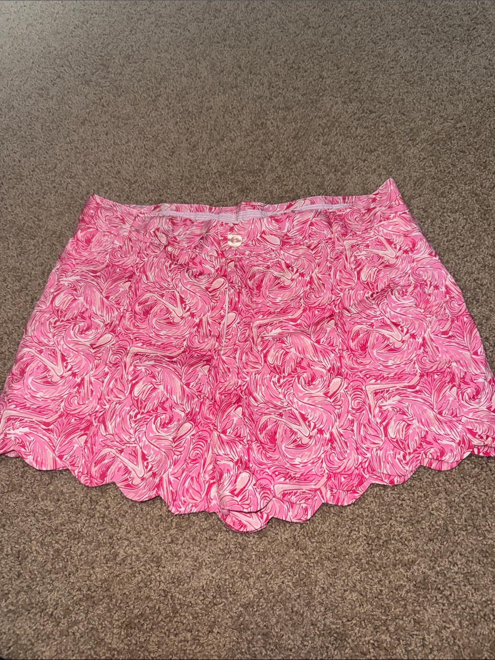 Lauren James Pink Swirl Scalloped Hem Shorts